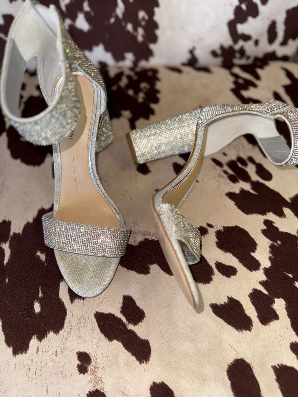 Gianni Bini (9) Silver Dazzled Sparkling Heels with Ankle Strap